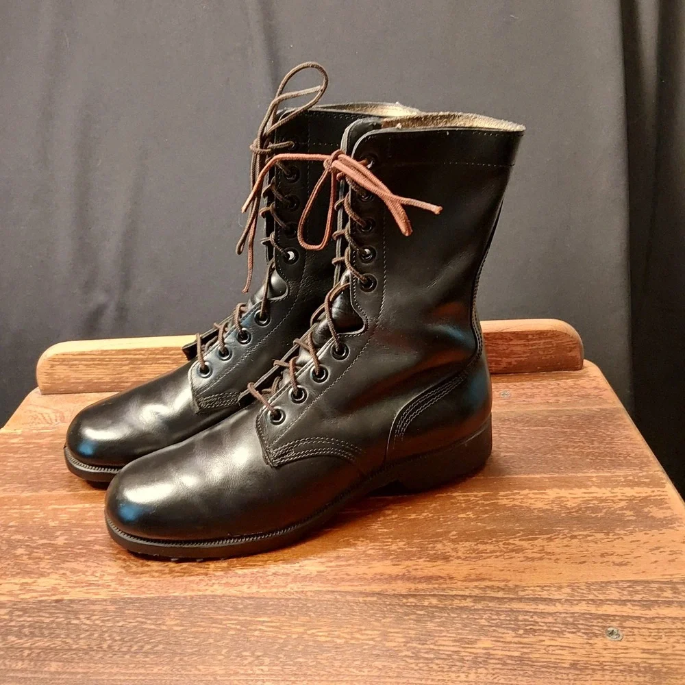 Vintage 1975 Ro-Search US Military Combat Boots Black Leather Mens 9 R 1-75